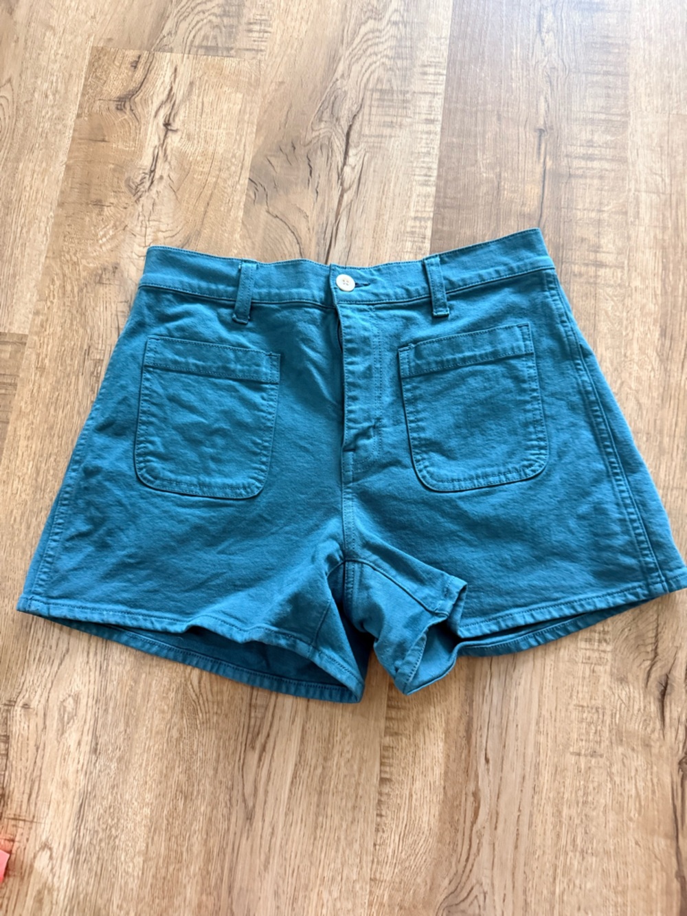 Madewell Teal High-Rise Cotton Shorts